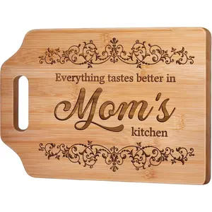 Bamboo Cutting Board Engraved Message 12.3 x 8.7 Inch Rectangular Kitchen Board