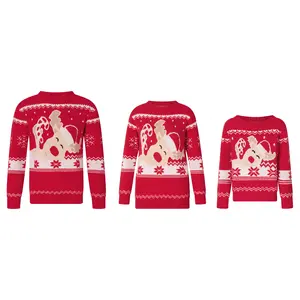 Matching Family Christmas Sweater Reindeer Snowflake Ugly Funny Xmas Holiday Pullover Jumper Tops Family Knitwear Winter Clothes