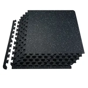 fathersdaygift VEVOR 0.56 Inch Thick Gym Floor Mats, 25 Tiles Rubber Top with EVA Foam, 25x 25 Gym Flooring Workout Mats with 100sq. ft Coverage, Interlocking Puzzle Gym Mats for Gym, Home, Garage, Black White