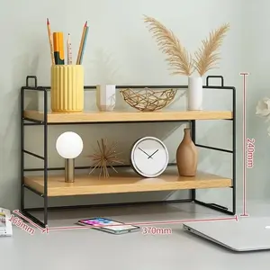 A Shelf Desktop Storage Bookshelf Student Document Shelf Computer Racks  Wooden Small Simple Bookshelf Office Stationery Holder