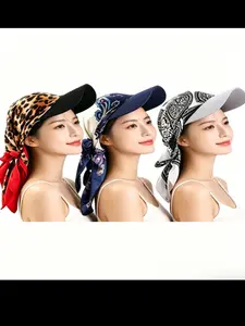 3-Piece Colorblock Scarf Hat Set, Korean Baseball Cap with Adjustable Strap, Women's Outdoor Sun Protection Fashion Hat, Travel Lover Gift