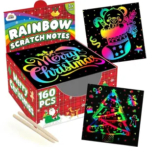 Rainbow Scratch Paper Art Notes,100 Pcs Rainbow Scratch Paper Art Notes - Easter Crafts for Kids Ages 4-8, Easter Basket Stuffers for Girls & Boys, Classroom Prizes, Student Gifts School Activity