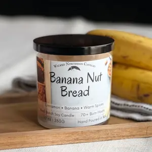 Banana Nut Bread Soy Candle 10oz | 70hr Clean Burn | Gift | Bakery Scent | Non-Toxic