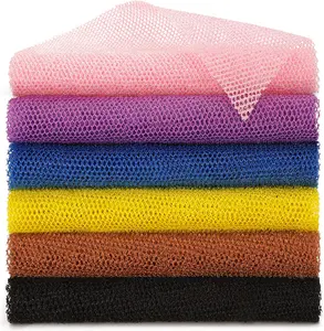 BHYTAKI 6 Pieces African Net Sponge African Exfoliating Net Long African Bath Sponge Washcloth Shower Net African Body Scrubber Net for Skin Smoother Daily Use(Pink,Yellow,Purple,Black,Blue,Brown)