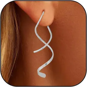 Gold Drop Dangle Earrings for Women Silver Threader earrings Dainty Hypoallergenic Jewelry Trendy Lightweight Accessories for Women Summer beach Earrings Gifts