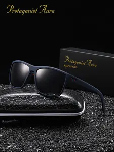 Protagonist Aura Men's Matte Black Polarized Sunglasses, UV400 Protection Anti Glare, Sporty Square Design for Driving, Fishing and Outdoor Activities