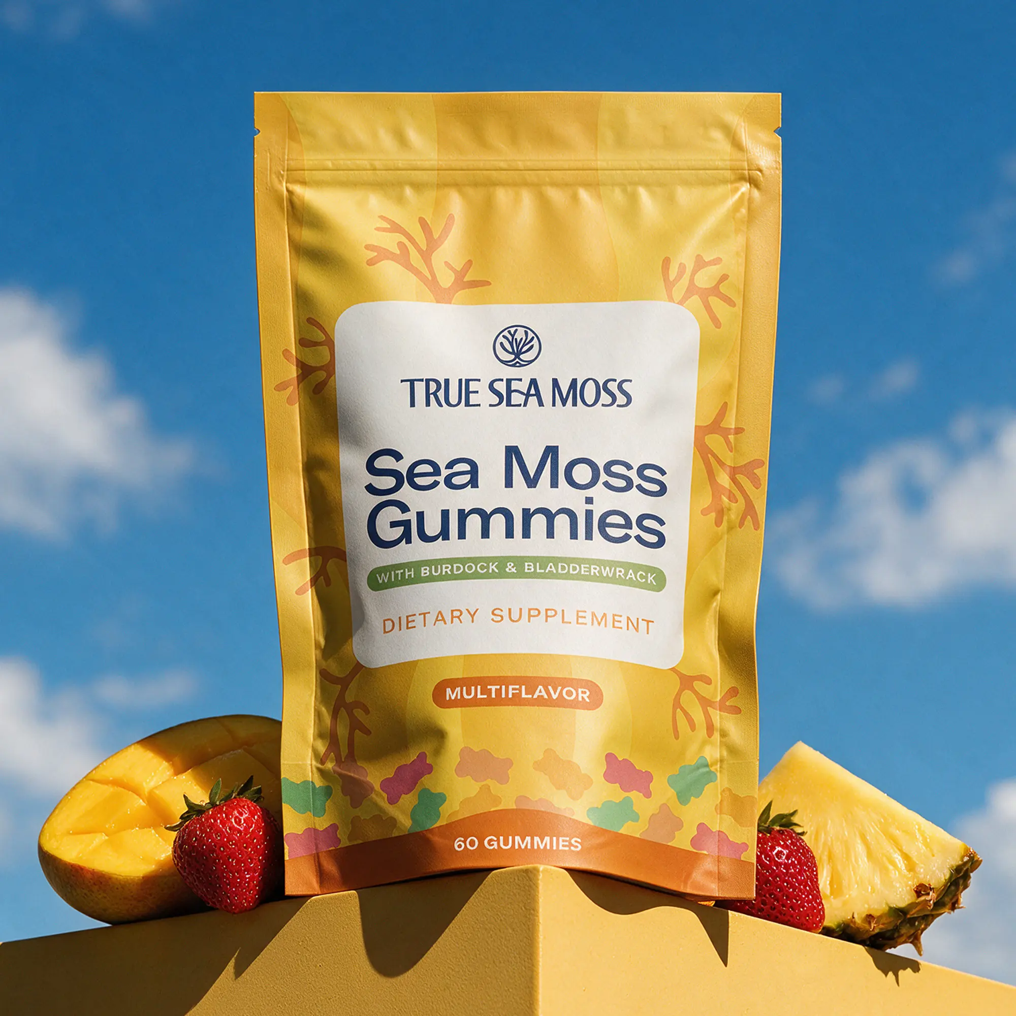 True Sea Moss - 60 Gummies with Bladderwrack Burdock Root & Magnesium – Rich in Essential Minerals & Vitamins – supports vitality sea moss capsules sea moss gummies