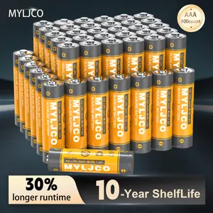 MYLJCO 100-Count Double AA and Triple AAA Batteries 1.5V Alkaline with Power Boost Ingredients Ultra Long Lasting for Household Business Power Remotes Toys Reliable Trustworthy Perfect for Christmas New Year Decorations