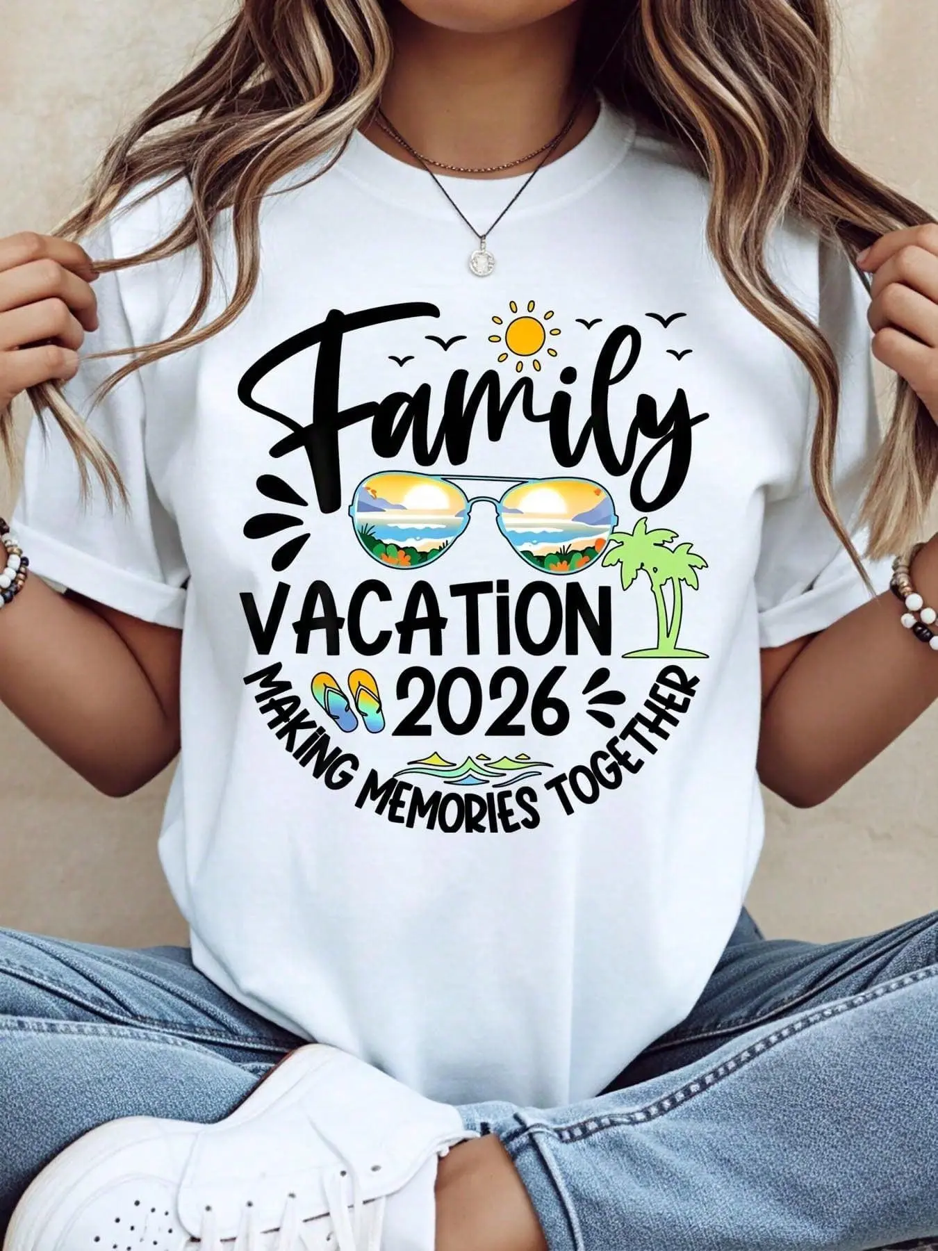 Family Vacation 2026 Making Memories Together Summer Beach Shirt For Women Men Unisex T-Shirt Vacation Outfit Family Trip Gift All-Season Casual Wear Comfortable, Soft Short Sleeve Crew Neck 100%