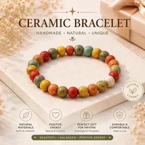 Handcrafted Dopamine Ceramic Beaded Bracelet | Colorful Vibrant Summer Jewelry | Multicolored Y2K Aesthetic Strand Bracelet | Bold Artistic Gift for Her | Lightweight Daily Accessory