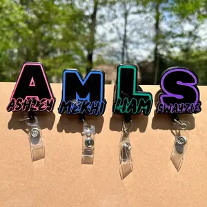 Custom Initial Name Badge Reel /ID Badge Reel/ Office Accessories/ School Accessories/Handmade
