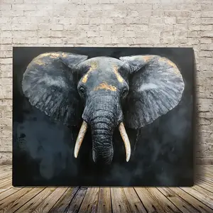1 Piece, 2D Flat Wooden Frame Canvas Wall Art Can Be Hanged Directly, Glass Elephant Framed Art Elephant, Canvas Decorative Wall Art for Bedroom and Living Room, Home Wall Decoration with Frame LLPKH28719, 2D Flat, Perfect for Room Decoration