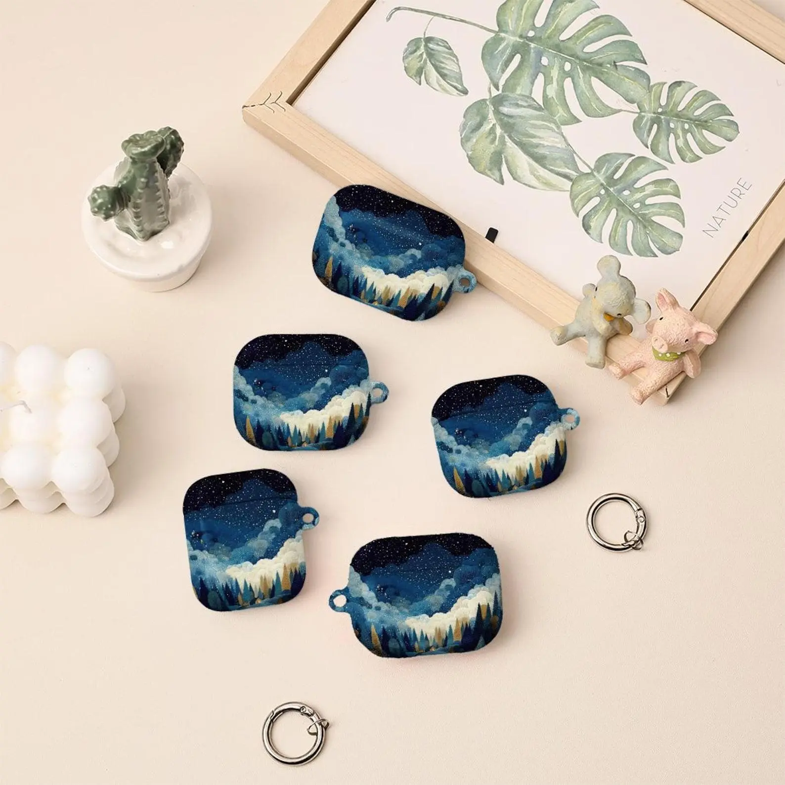 Navy Forest AirPods 4th Case,AirPods Pro3 Case Cover With Keychain,Personalised Airpods Pro Pro2 1st 2nd 3rd 4th Generation Case