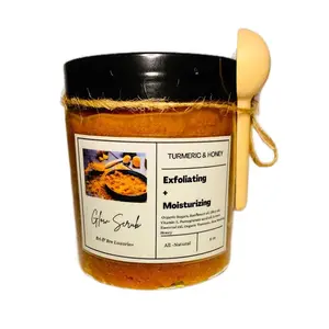 Organic Turmeric & Honey Glow Scrub - Banishing Dark Spots & Acne, Gentle Exfoliation, Organic Ingredients - Body Care