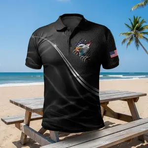 Men's USA 250th Anniversary American Flag Polo Shirt - 4th of July Shirts, Patriotic Golf Top 0UY, 250Th Anniversary Shirt