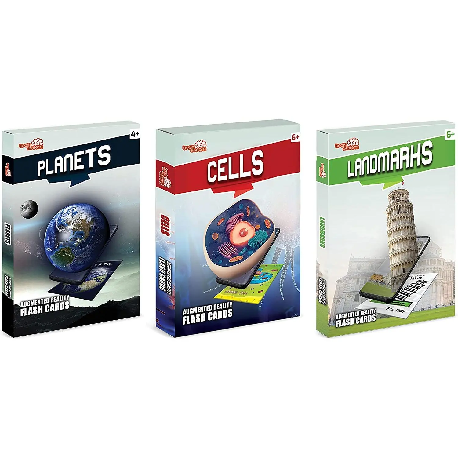 Planets, Cells & Landmarks Flash Cards - 4D Augmented Reality Flash Cards - Explorers 2 Bundle Set