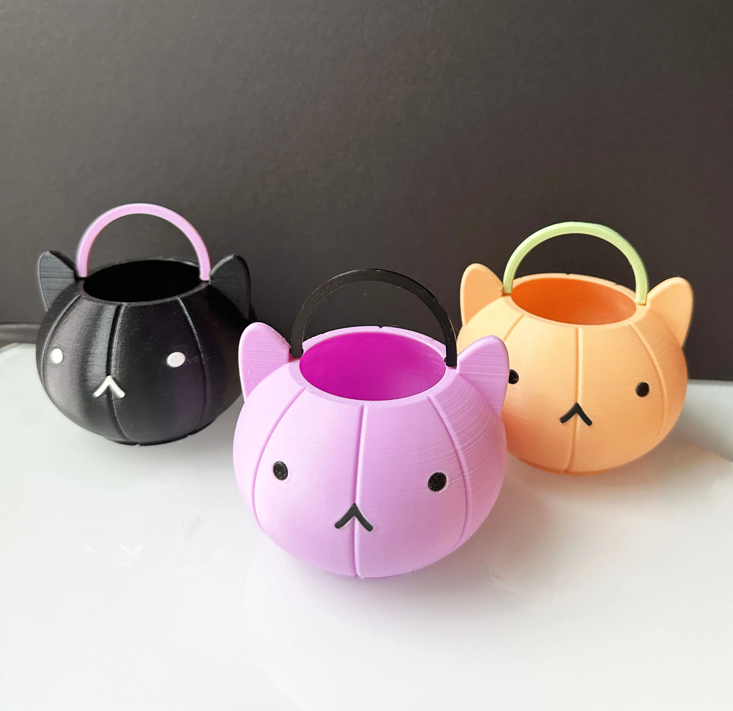 Halloween Pumpkin Cat Bucket Decor