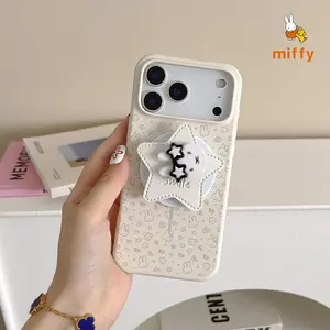 New Miffy Phone Shell Suitable for Iphone 17 16 15 14 Cartoon Rabbit Star Magnetic Holder High Quality Anti Drop Phone Case Gift