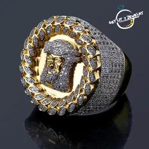 hip-hop thorny wreath portrait-shaped ring with micro-inlaid full zircon | Fashionable & Versatile | Geometric Sparkling Jewelry | A Perfect Gift Choice | Christmas Gift |