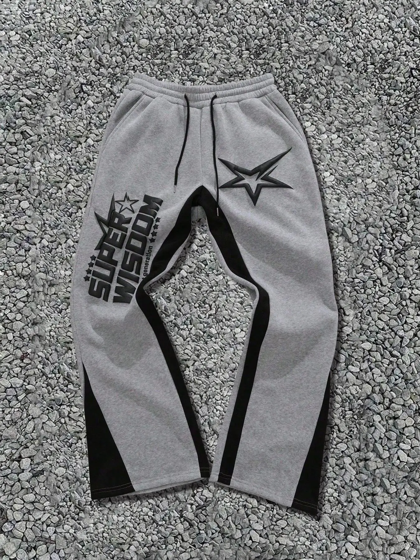 Men's Classic Streetwear Colorblock Star & Letter Print Drawstring Waist Athletic Activewear Pants, Regular Fit Street Fashion Aesthetic Pocket Trousers for Fall & Winter, Men's Bottoms for Daily Wear, Menswear