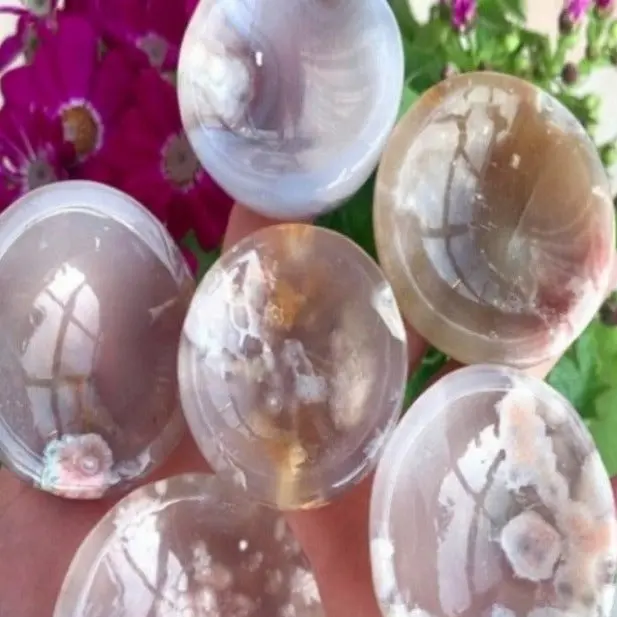 Natural Crystal Sakura Flower Cherry Blossom Agate Small Trinket Dish