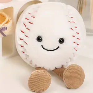Adorable Baseball & Basketball Plush Buddies - Soft PP Material, Perfect for Collectors and Gifts, White/Brown