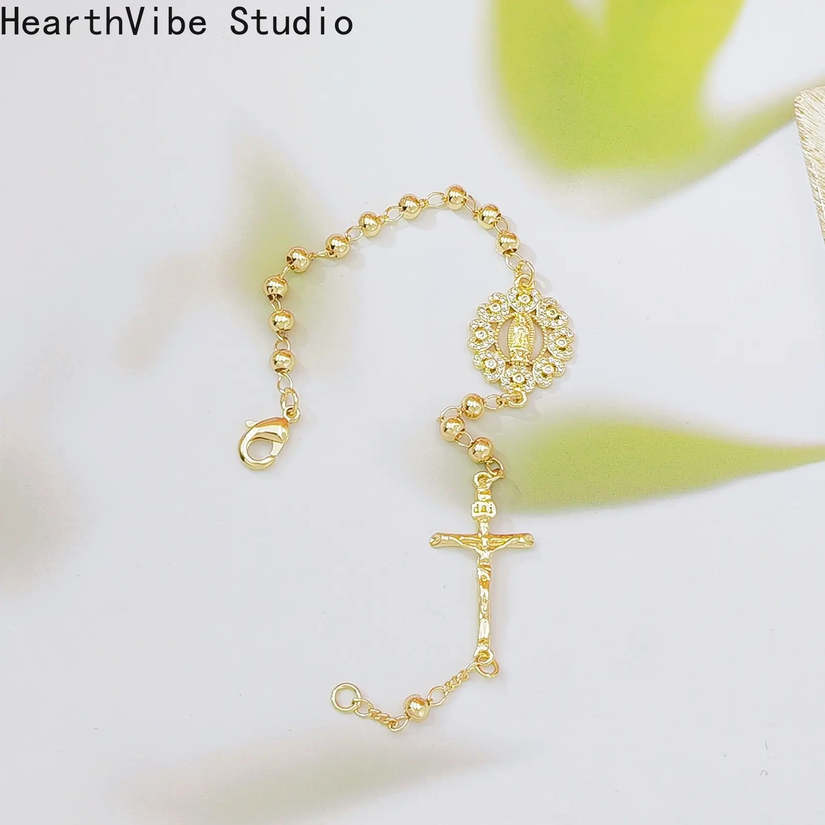 Women's Dainty Goldtone Cuban Link Chain Bracelet - Adjustable Cuff Wristband with Cross Design, Metal Coating Jewelry, Dainty Sports Wristbands for Sports & Outdoor Use, Cross Design Bangle