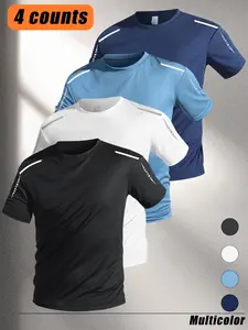 4-Pack Men's Lightweight Performance T-Shirts, Multi-Color Options, Breathable Fabric, Multi-Scene Daily Gym