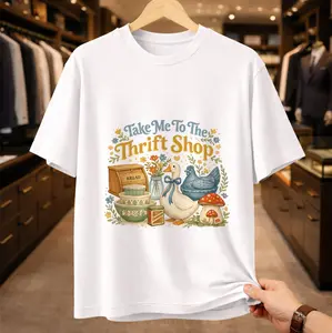Take Me To The Thrift Shop T-Shirt | Vintage Cottagecore Goose Graphic Tee | Aesthetic Retro Thrifting Lover Gift for Women | Whimsical Farmhouse Style Shirt | Premium Soft Cotton Top hooded sleeveless t-shirt men summer short sleeve t-shirt white Washed,