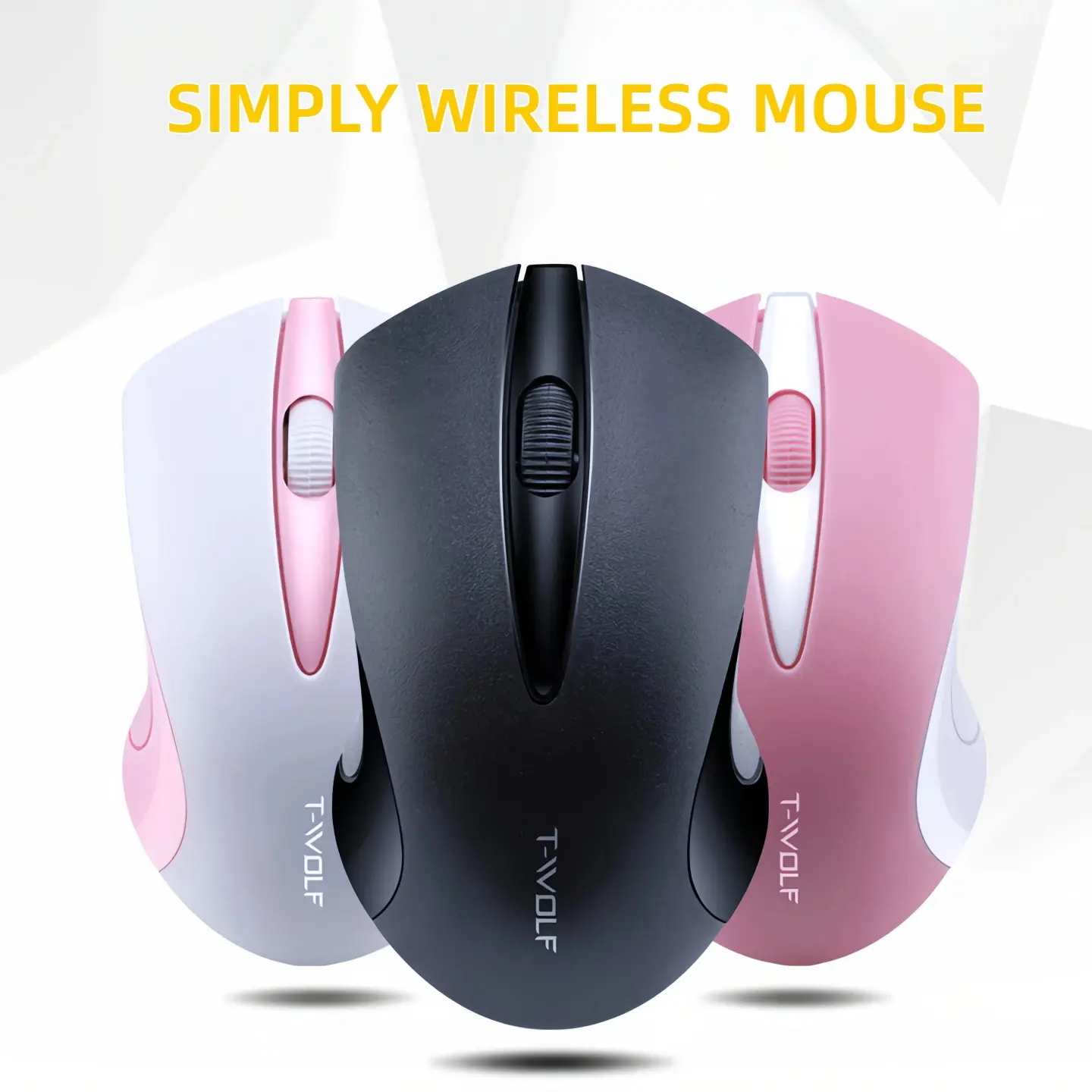 Portable Wireless Mouse - 2.4G Receiver, Long Battery Life, Adjustable Contour Ergonomic Cable-Free Design, Stylish for Office & Home Use, Compatible with Laptop, PC & Tablet (Black/White/Pink), Adjustable Ergonomic Mouse