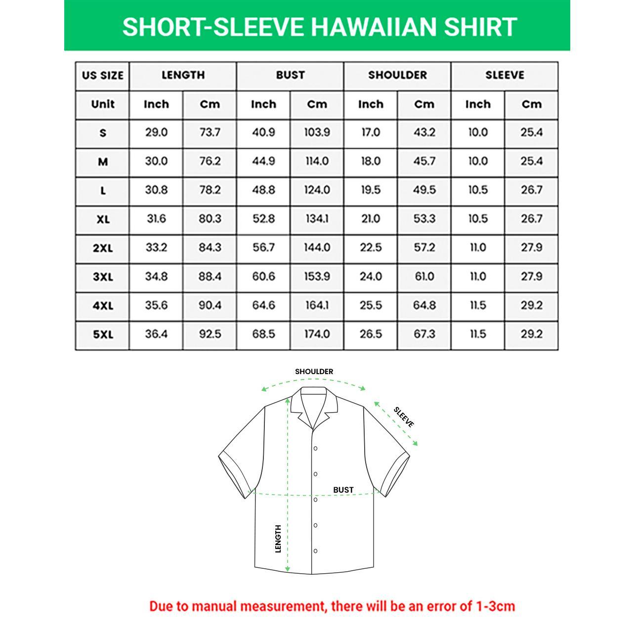 Men's Casual Button Down Short Sleeve Hawaiian Shirt, Aloha Shirt Short Sleeve Button Up Lightweight Vacation Shirt
