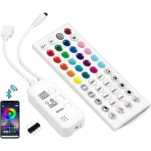 44  IR Remote RGB Led Controller,  RGB LED Strip Controller with APP Control/Music Sync RGB 4-Pin Controller DC 5-24V for 5050 2835 RGB LED Strip Lights
