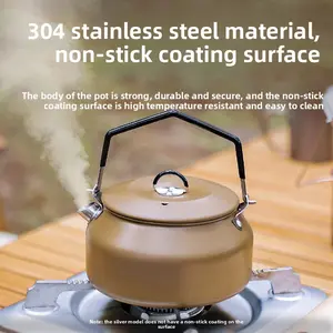 Outdoor 304 stainless steel kettle Picnic teapot Camping 1L coffee pot with spout Portable large-capacity kettle