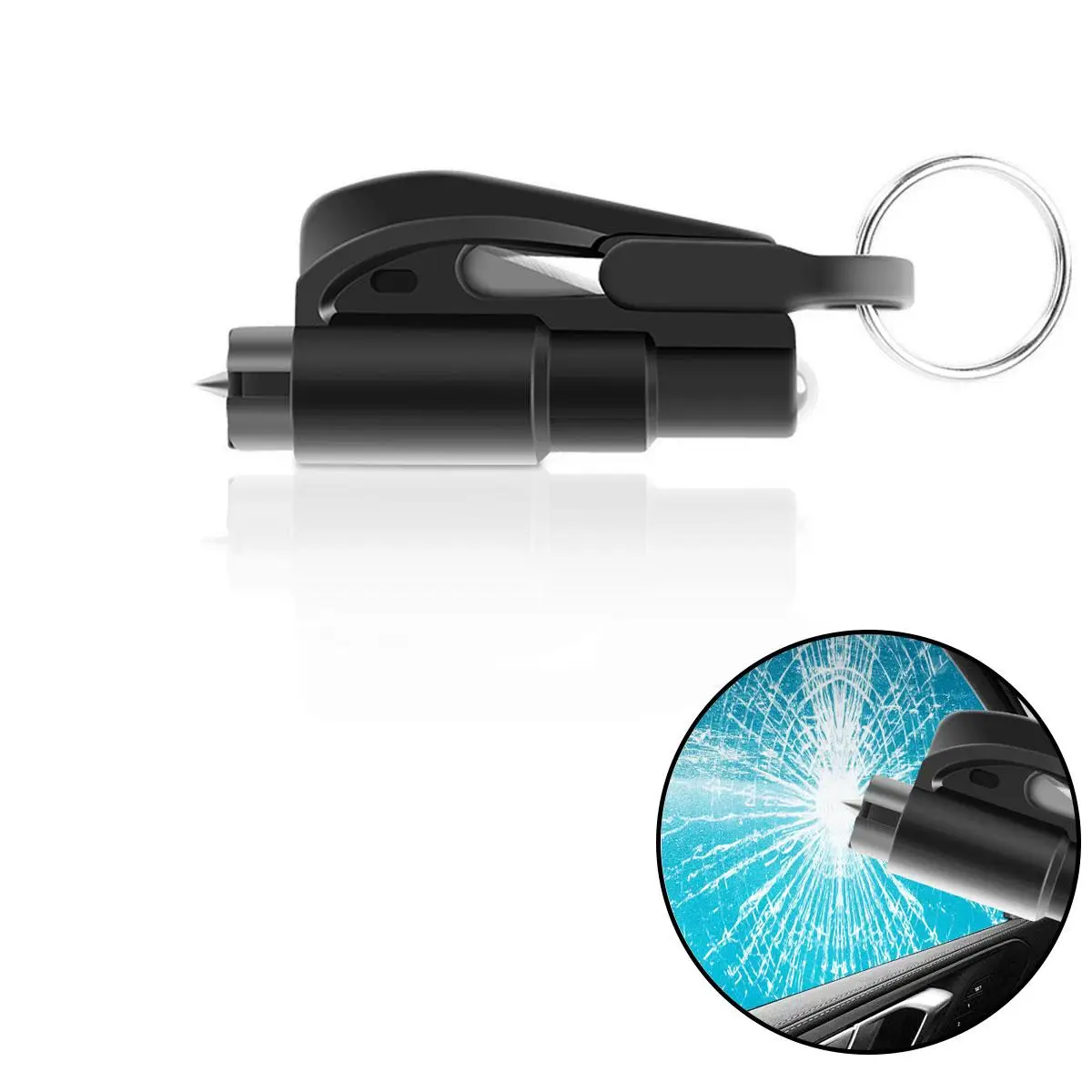 2 In 1 Car Emergency Keychain, Car Seat Belt Cutter and Window Breaker, Universal Compact Emergency Safety Hammer