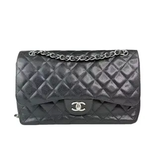 Pre-owned CHANEL Leather Crossbody Bags Black Caviar Jumbo Classic Flap Shoulder Bag