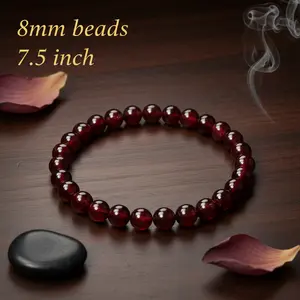 Red Garnet Energy Bracelet – Spiritual Protection Crystal for Strength, Love, Motivation & Grounding-8mm