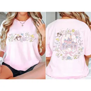 Comfort Color® Vintage  Coquette Bow Floral Shirt, Best Day Ever Tee, WDW Trip T-shirt Cute  Doodles Tee, Disneyland Outfit