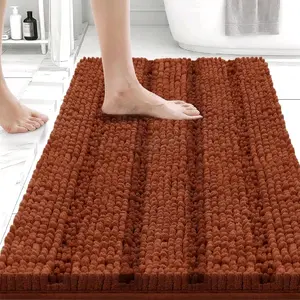 24x17 Chenille Bath Mat Non-Slip Absorbent Bathroom Rug Quick Dry Washable Soft Comfortable