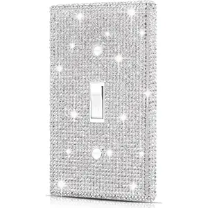 Silver Rhinestone Decorative Wall Plate Light Switch Cover, Standard Size 4.50" x 2.76", for Home Decor