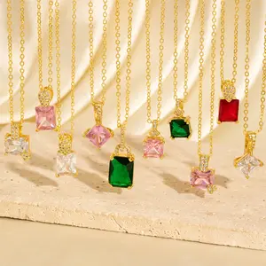 Trending Square CZ Necklace – Colorful Luxury Statement Piece