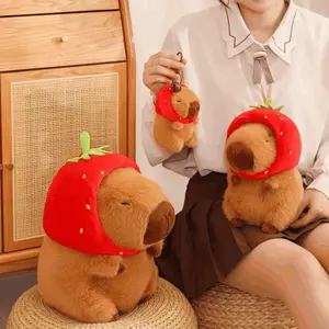 Cute Cartoon Strawberry Capybara Design Plush Toy, 1 Count Soft Huggable Stuffed Animal Plushie, Lovely Plush Toys for Home Decor, Gift for Adults