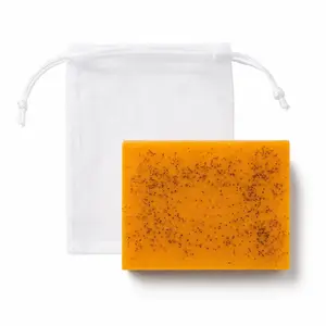 Turmeric Lemon & KojicAcid Brightening Bar Soap 3-Pack - Daily Gentle Body Care Cleanser for Adults, Acne Treatment, Normal to Sensitive Skin, Includes Bubble Net & Serum Body Wash Cleansing