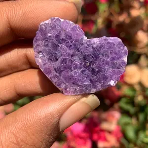 Natural Mini Amethyst Crystal Heart Geode