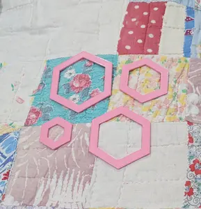 English Paper Piecing Hexagon - Open Center for Fussy Cutting Template - Hexie's for EPP - Turn October Pink