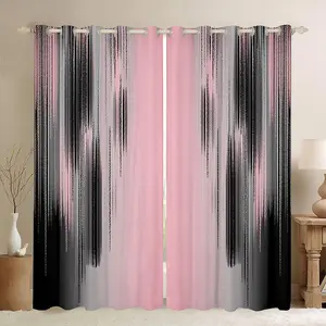 Pink and Black Curtains for Bedroom(2 Panels) Modern Art 30%-50% Blackout Curtains,Messy Rust Darkening Drapes Gradient Stryle Window Treatments