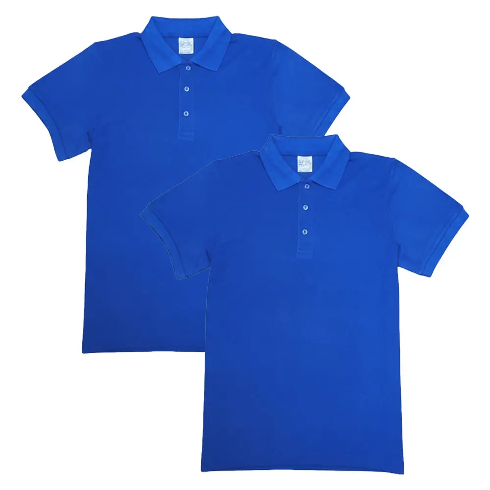 Boy's Premium Quality Pique Polo Uniform Shirt Short Sleeve Royal 2Pack 5-18 BSU01