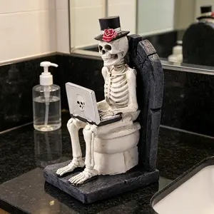 Halloween Skull Computer Statue, Figurines, Funny Desk Decor, Indoor Outdoor Decoration, Living Room Office Bedroom, Halloween Gift, Stress Relief Holiday Gift