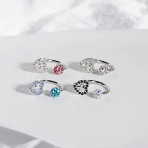 Heart Cross Horseshoe Ring, Bling CZ Lip & Helix Piercing, Everyday Party Body Jewelry