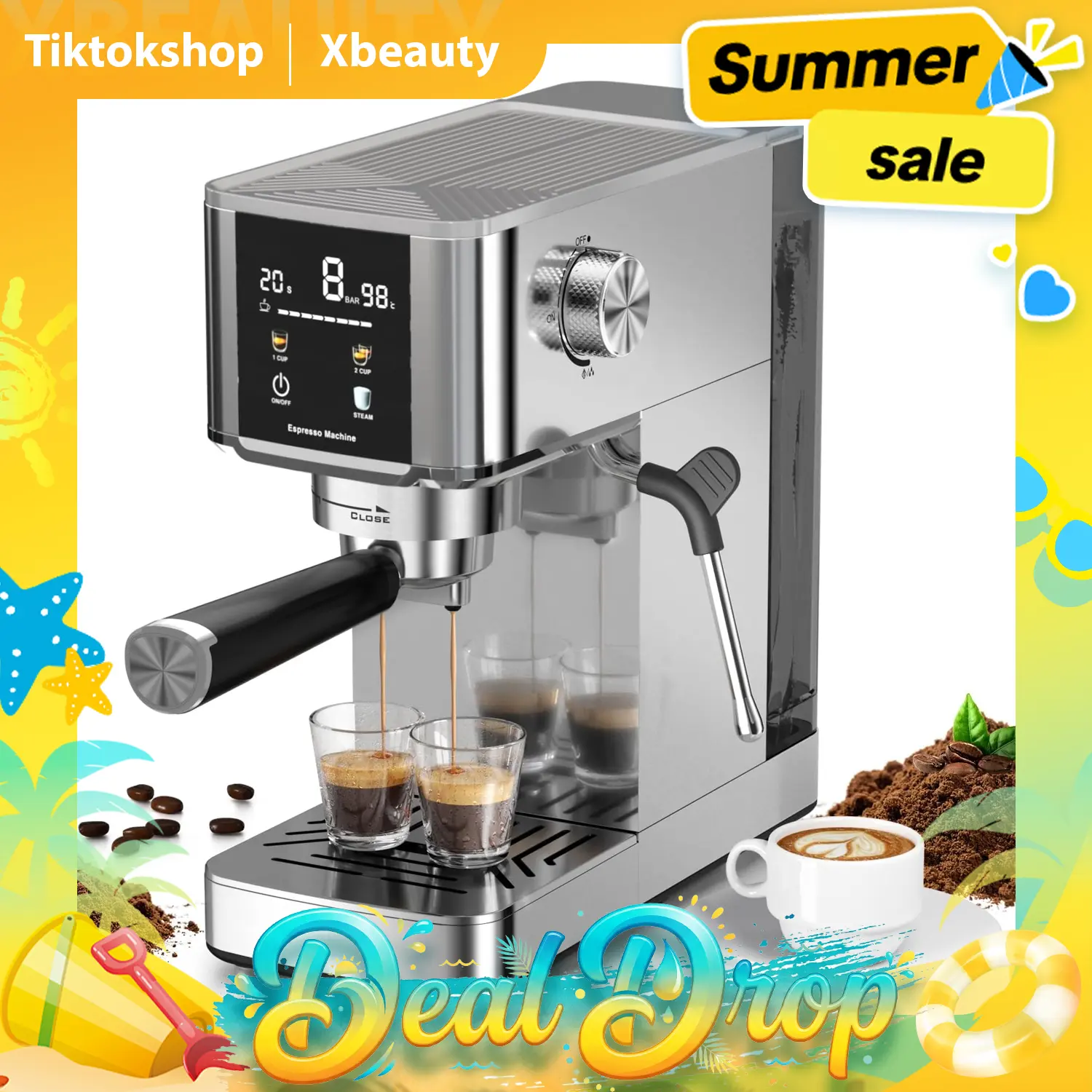 Espresso Machine 20 Bar, 3-Second Heat for Rapid Cold Brew, Built-in Steam Wand for Lattes, Touch Screen, 40oz Tank, Gift for Coffee Lovers