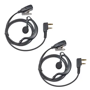 YNIBST G Shape Ear Hook Two Way Radio Earpiece, Electronic Gadgets, with PTT, Audio, Hands Free Call, Swivel Boom Microphone Compatible with Universal 2 Pin Baofeng UV-5R Retevis Kenwood 2 Way Radio,for Police Security and Law Enforcement Use(2 pcs)